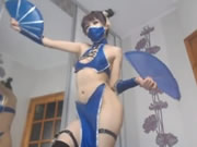 Cosplay ninja cô gái thủ dâm trong webcam
